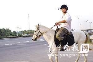 小伙愛好馬術(shù)每天騎馬上下班(圖)