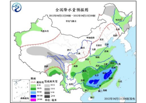 中新網(wǎng)4月12日電 據(jù)中央氣象臺預(yù)報,今天開始,北方大部氣溫開始自北向南逐步回升,降水明顯減少,南方大部在冷暖空氣的共同影響下,雨勢有所加強,特別是江南地區(qū)有強降雨天氣。